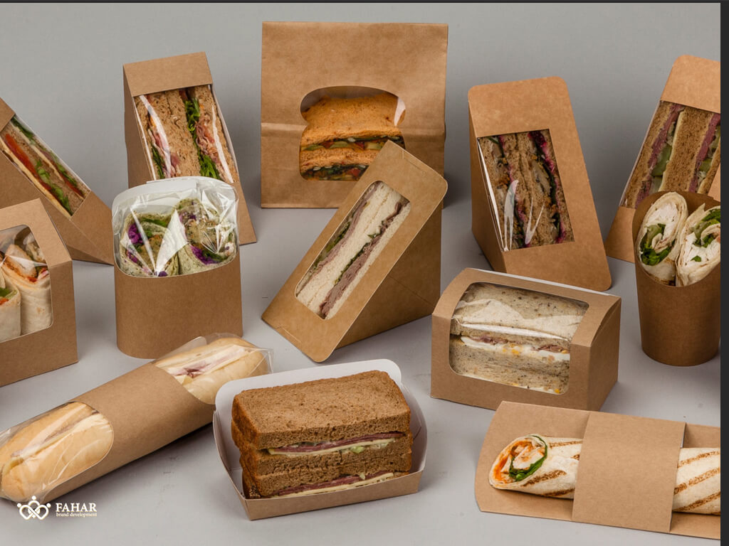 طراحی بسته بندی الویه و ساندویچ