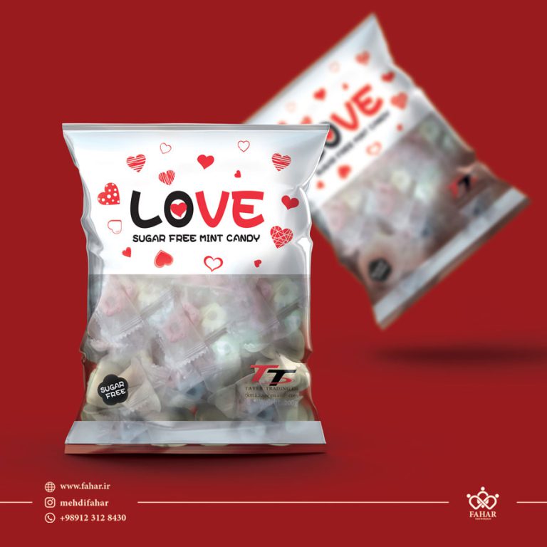 طراحی بسته بندی آبنبات Love candy