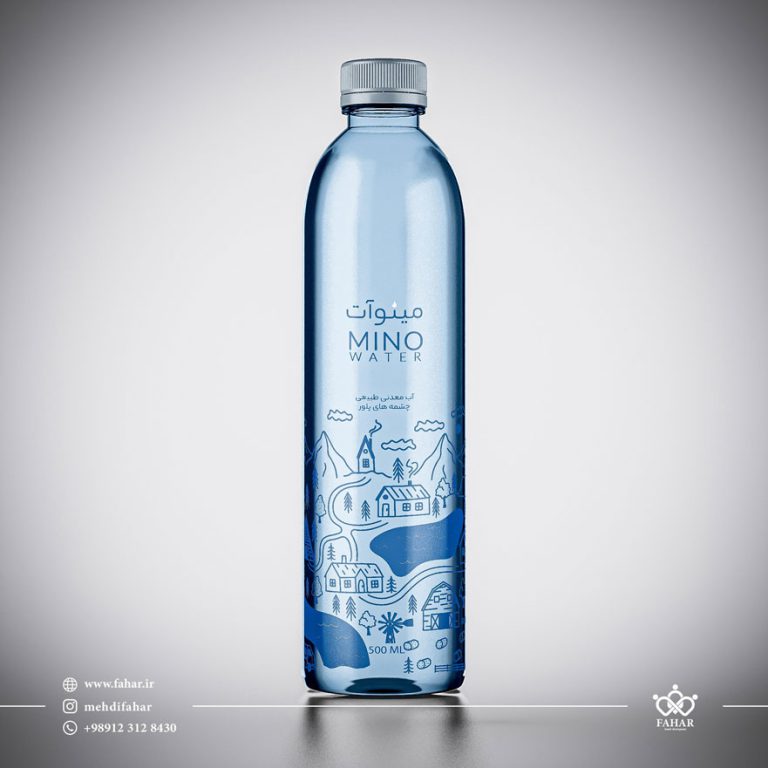 طراحی لیبل بطری آب معدنی مینوآت
