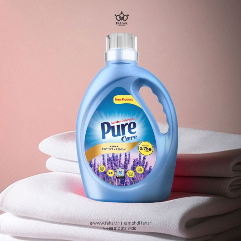 طراحی لیبل مایع لباسشویی پیور کر